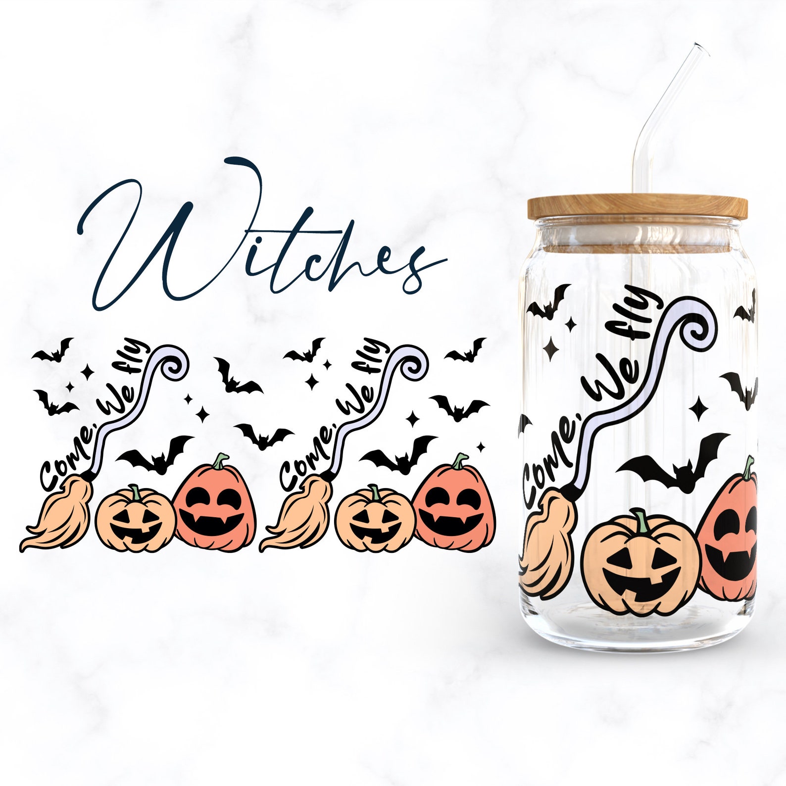 Witchy Halloween Libbey Glass SVG Bundle, Witch 16oz Beer Can Wrap Svg ...