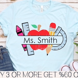 Leraar SVG, terug naar school SVG, schoolbenodigdheden SVG, gesplitste studentnaam monogram png, SVG-bestanden voor de Cricut, sublimatie ontwerpen downloads