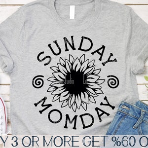 Dia das Mães Engraçado SVG, Girassol SVG, Vida de Mãe SVG, Domingo Segunda-feira Svg, Mãe Sarcástica Png, Arquivo Svg para Cricut, Downloads de Designs de Sublimação