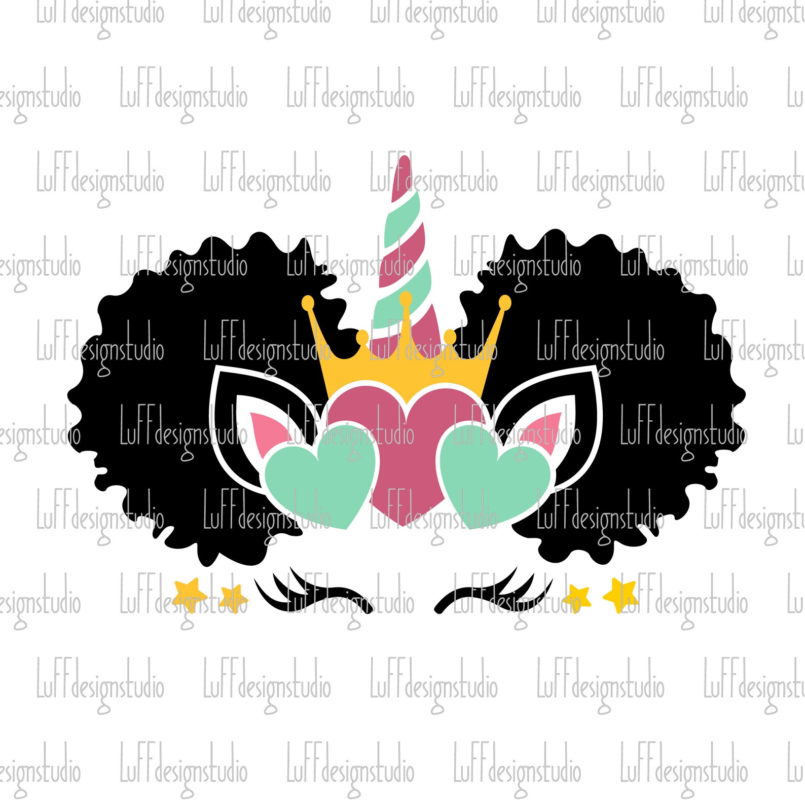 Afro Unicorn Face SVG Black Girl Unicorn SVG Princess Black Etsy