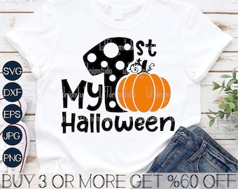 My First Halloween SVG, Pumpkin SVG, Baby 1st Halloween SVG, Happy Halloween Png, Boy, Girl, Files For Cricut, Sublimation Designs Downloads