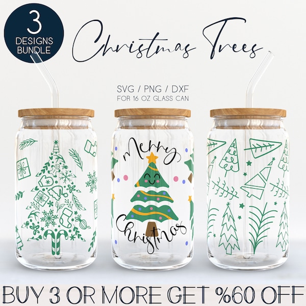 Christmas Tree Libbey Glass SVG Bundle, Merry Christmas 16oz Beer Can Wrap Svg Png Dxf, Coffe Cup Svg, Tumbler Wrap Svg Files for Cricut