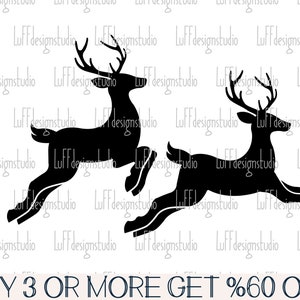 Rentier SVG, Frohe Weihnachten SVG, Fliegen Hirsch SVG, Winter zwart, Shirt, Dxf, Png, Dateien für Cricut, Silhouette, Sublimation Designs Downloads