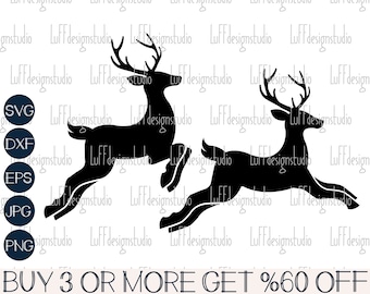 Reindeer SVG, Merry Christmas SVG, Flying Deer SVG, Winter Svg, Shirt, Dxf, Png, Files For Cricut, Silhouette, Sublimation Designs Downloads