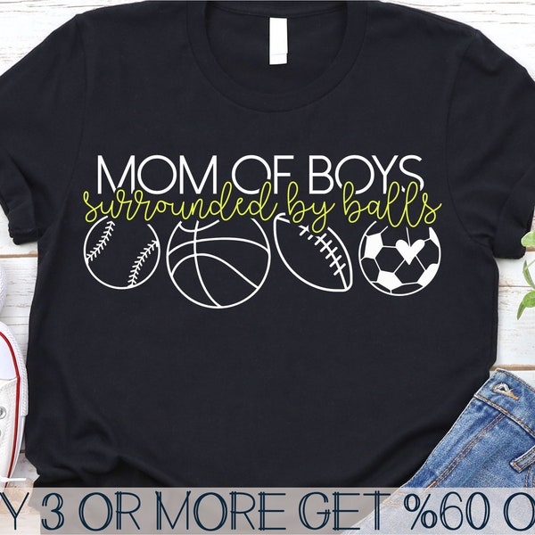 Boy Mom SVG, Mothers Day SVG, Sports SVG, Funny Mom Shirt Svg, Mom Life Svg, Balls, Png, Svg Files For Cricut, Sublimation Designs Downloads