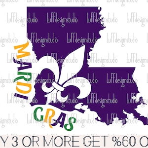 Mardi Gras SVG, SVG de la Louisiane, la Nouvelle-Orléans SVG, Svg fleur de lys, État, populaire Svg, Png, fichiers pour Cricut, téléchargements de motifs par sublimation