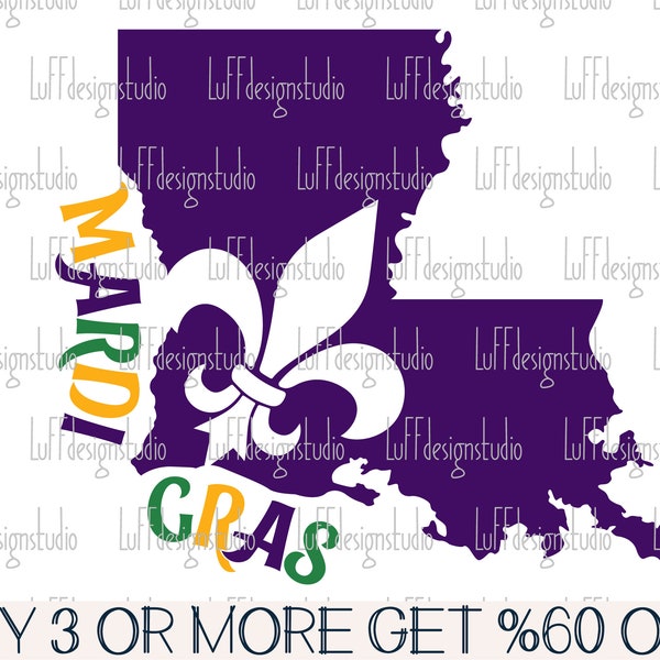 Mardi Gras SVG, Louisiana SVG, New Orleans SVG, Fleur De Lis SVG, Zustand, beliebt svg, Png, Dateien für Cricut, Sublimation Designs Downloads