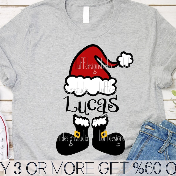 Kids Christmas SVG, Santa SVG, Split Santa Boy SVG, Santa Hat Svg, Funny, Family, Png, Svg Files For Cricut, Sublimation Designs Downloads