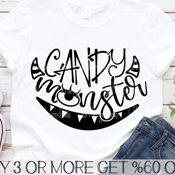 Kids Halloween SVG, Candy Monster SVG, Boy Halloween Shirt, Funny, Girl, Sarcastic, Png, Svg File For Cricut, Sublimation Designs Downloads