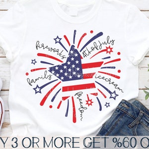 4 juillet Svg Png, feu d'artifice SVG, SVG du 4 juillet, drapeau américain étoile Png, fichiers Svg populaires pour Cricut, téléchargements de motifs par sublimation