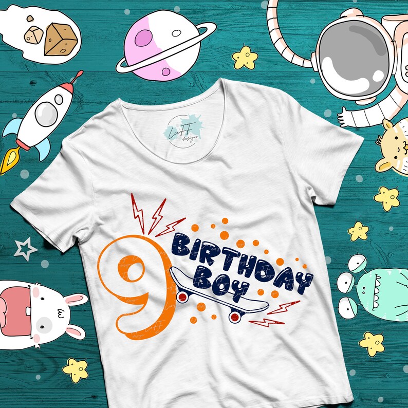 Download 9th Birthday Boy SVG Happy Birthday SVG Skateboard Birthday | Etsy