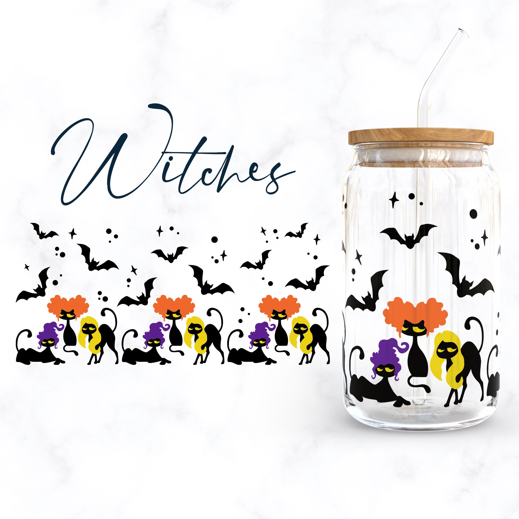 Witchy Halloween Libbey Glass SVG Bundle, Witch 16oz Beer Can Wrap Svg ...