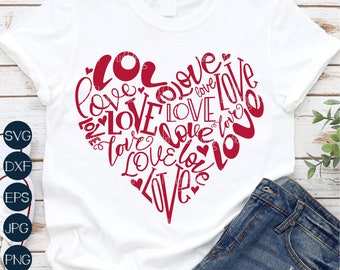 Love Heart SVG: Valentijnsdag ontwerp, Cricut-bestanden (digitale download)