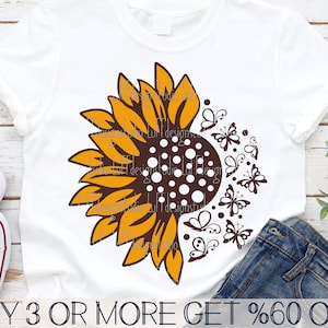 Download Sunflower SVG Butterfly SVG Valentine Svg Half Sunflower ...