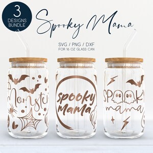 Halloween Mama Libbey Glass SVG Bundle, Momster 16oz Beer Can Wrap Svg ...