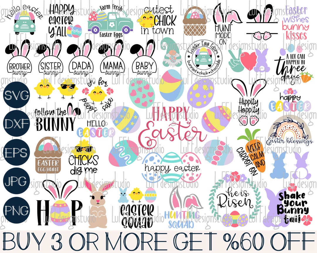Easter SVG Bundle, Bunny SVG, Funny Easter PNG, Spring Svg, Happy ...