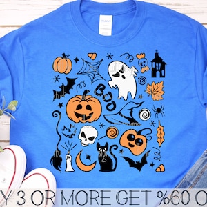 Halloween Doodle SVG, Halloween SVG, Ghost SVG, Pumpkin Svg, Boo Svg, Halloween Shirt Png, Files for Cricut, Sublimation Designs Downloads