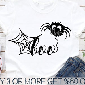 Boo with Spider SVG, Halloween SVG, Spider Web SVG, Funny Saying, Dxf, Png, Svg Files for Cricut, Silhouette, Sublimation Designs Downloads