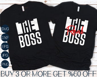The Real Boss SVG, Couples SVG, Funny Valentines Day Matching Shirt SVG, Mr and Mrs Svg, Svg Files Cricut, Sublimation Designs Downloads
