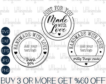 Handmade With Love SVG, Round Sign SVG, Small Business SVG, Thank You, Just For You, Stamp, File For Cricut, Sublimation Designs Downloads