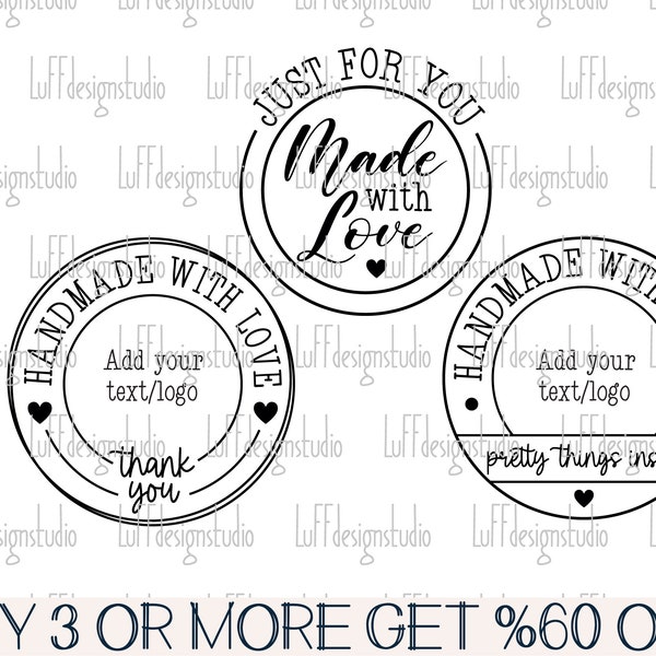 Handmade With Love SVG, Round Sign SVG, Small Business SVG, Thank You, Just For You, Stamp, File For Cricut, Sublimation Designs Downloads