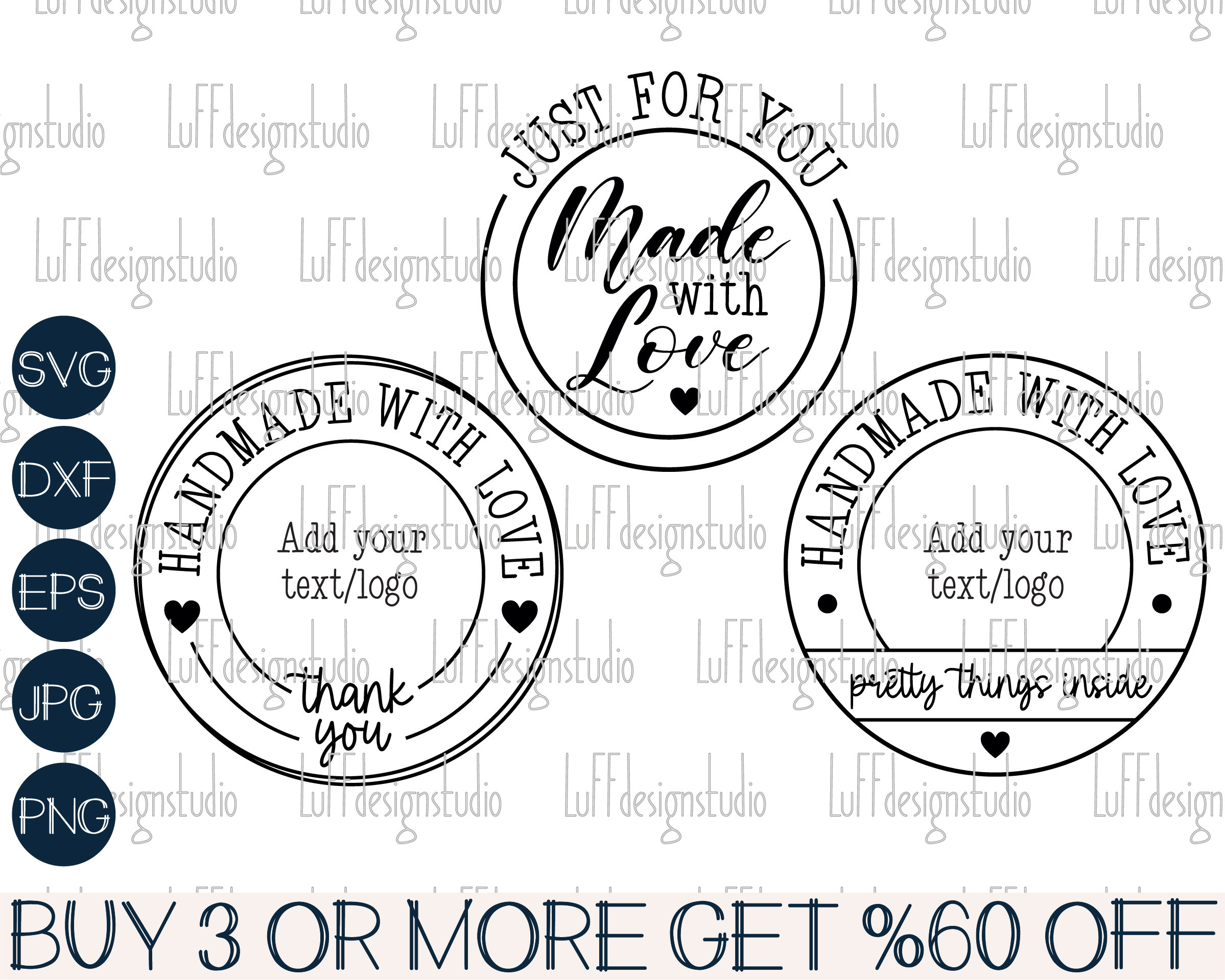 Printable Handmade With Love Gift Tags, Digital Download Gift Tags PDF,  Print Your Own Handmade Gift Tags 