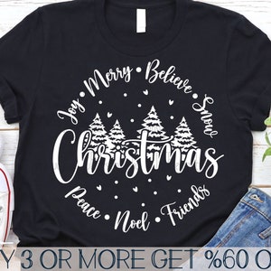 SVG de Navidad, SVG de Feliz Navidad, SVG de árbol de Navidad, SVG de Believe, refrán, SVG de camiseta, archivos SVG para Cricut, descargas de diseños de sublimación