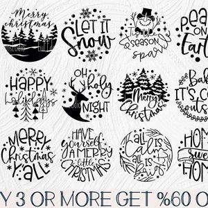 Christmas Ornament SVG Bundle, Round Ornament SVG, Acrylic, Glowforge, Laser Cut, Png, Svg Files For Cricut, Sublimation Designs Downloads