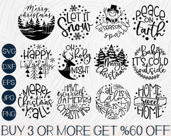 Christmas Ornament SVG Bundle, Round Ornament SVG, Acrylic, Glowforge, Laser Cut, Png, Svg Files For Cricut, Sublimation Designs Downloads