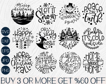 Weihnachtsornament SVG Bundle, Rundes Ornament SVG, Acryl, Glowforge, Laser Cut, Png, SVG Dateien für Cricut, Sublimation Designs Downloads