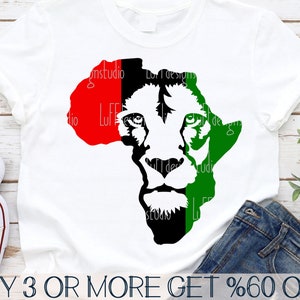 Juneteenth Svg, História Negra SVG, Mapa da África com Rosto de Leão SVG, Black Power Svg, Png, Arquivos Svg para Cricut, Downloads de Designs de Sublimação
