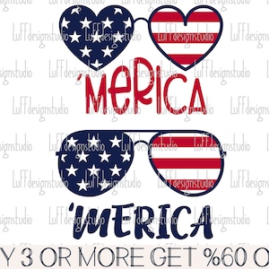 Merica SVG, Gafas de sol con bandera estadounidense SVG, Divertido 4 de julio SVG, Patriótico Svg, Png, Archivos Svg para Cricut, Descargas de diseños de sublimación