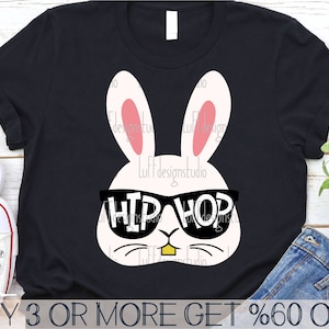 Cara de conejo con gafas de sol SVG, SVG divertido de Pascua, SVG de hip hop, SVG de primavera, SVG popular, PNG, archivos para Cricut, descargas de diseños de sublimación