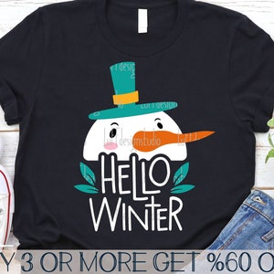 Snowman SVG, Hello Winter SVG, Christmas SVG, Funny Christmas Shirt Svg, Popular Png, Svg Files For Cricut, Sublimation Designs Downloads