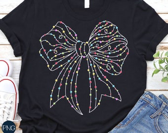 Christmas PNG, Coquette PNG, Christmas Lights PNG, Bow Png, Merry Christmas Png, Sublimation Designs, Digital Download