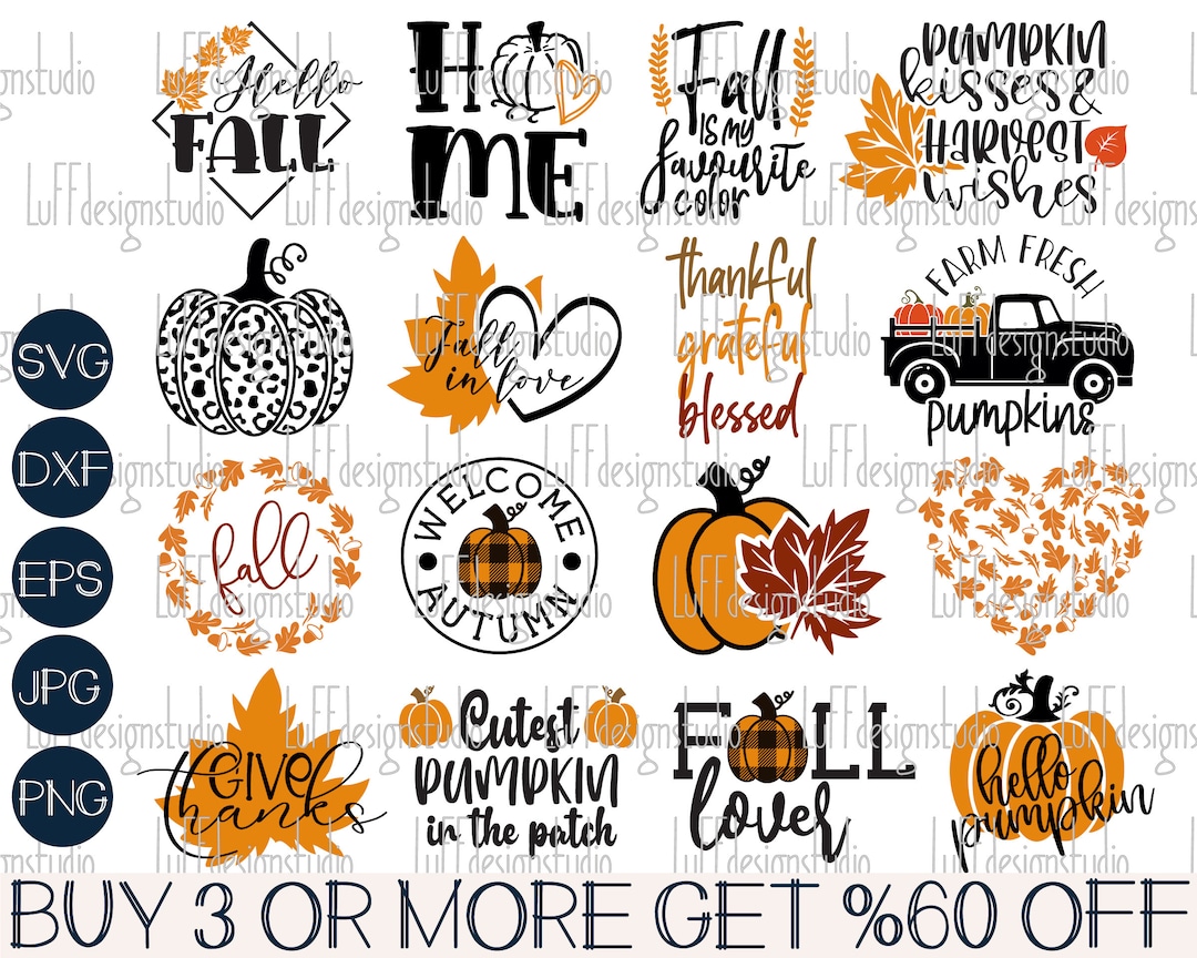 Fall SVG Bundle, Fall Shirt SVG, Pumpkin SVG, Thanksgiving, Halloween ...