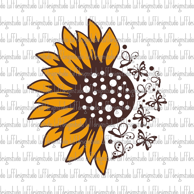 Download Sunflower SVG Butterfly SVG Half Sunflower SVG Flower Png ...