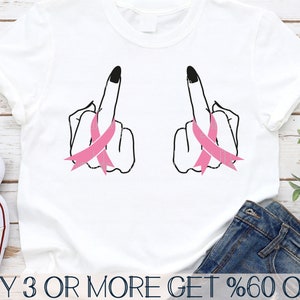 Drôle de cancer du sein SVG, SVG de doigt du milieu, Fuck Cancer SVG, sensibilisation au cancer, ruban, Png, fichiers pour Cricut, téléchargements de modèles par sublimation
