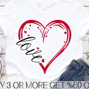 Saint-Valentin SVG, SVG coeur, amour SVG, Saint Valentin chemise Svg, Svg populaire, Png, fichiers Svg pour Cricut, téléchargements de motifs par sublimation