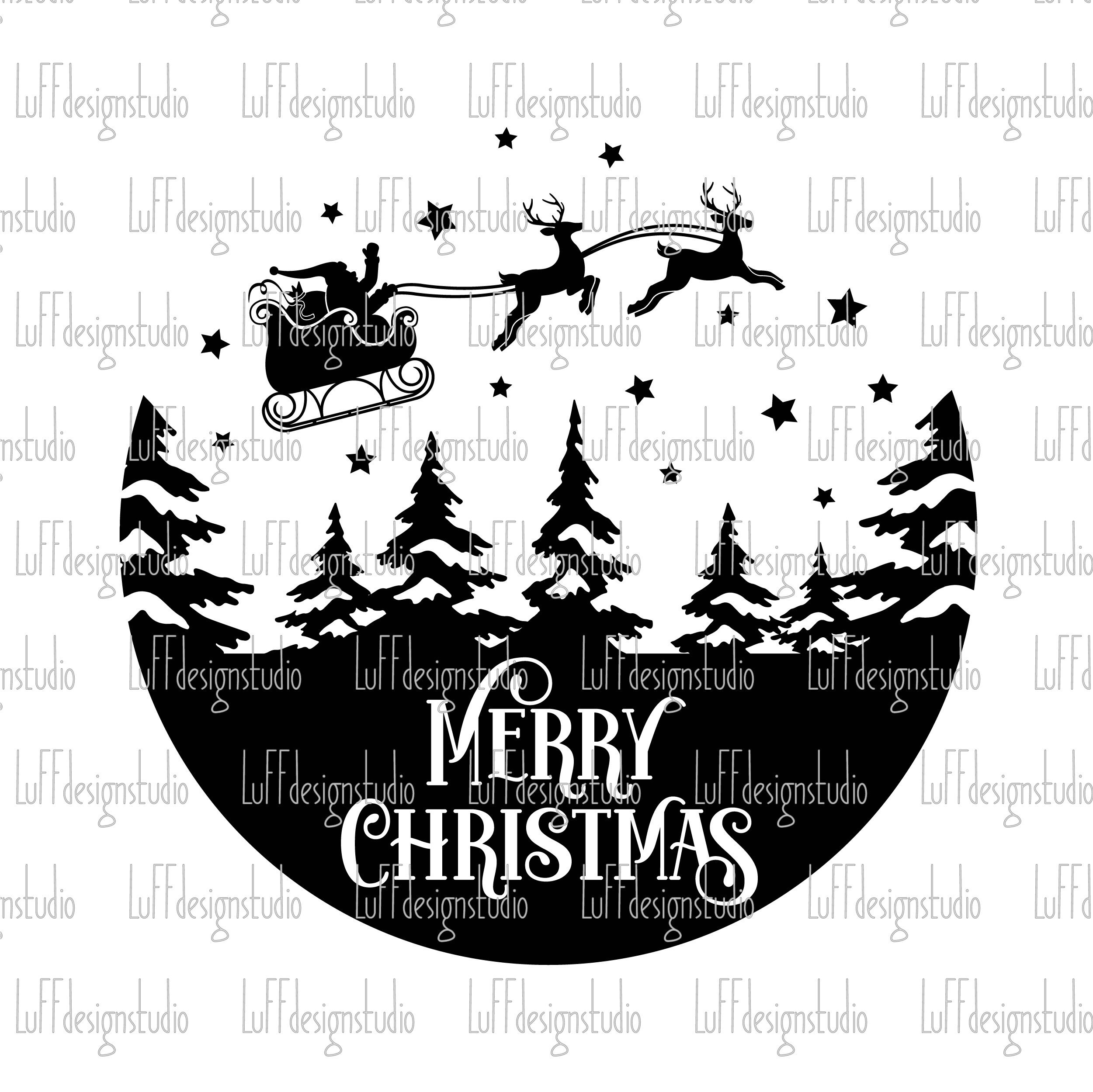 Merry Christmas SVG, Santa Sleigh SVG, Reindeer SVG, Winter Svg ...