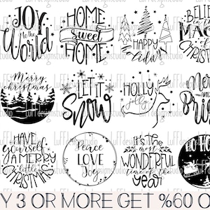 Lot de décorations de Noël SVG, joyeux Noël, inscriptions à la main, Glowforge, porte-clés, Png, fichiers Svg pour Cricut, téléchargements de motifs par sublimation
