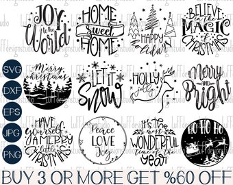 Christmas Ornament SVG Bundle, Merry Christmas, Hand Lettered, Glowforge, Keychain, Png, Svg Files For Cricut, Sublimation Designs Downloads