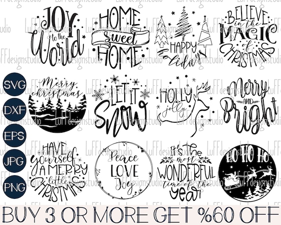Christmas Ornament SVG Bundle Merry Christmas Hand Lettered - Etsy