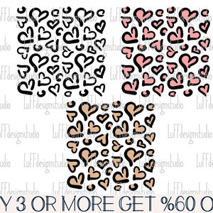 Coração com estampa de leopardo SVG, Coração com estampa de leopardo sem costura SVG, Dia dos Namorados SVG, Estampa de chita, Arquivos para Cricut, Downloads de designs de sublimação