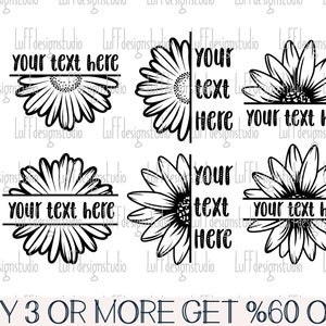 Split Sunflower SVG Bundle, Split Daisy SVG, Mom SVG, Flowers, Summer, Shirt, Png, Dxf, Svg Files For Cricut, Sublimation Designs Downloads
