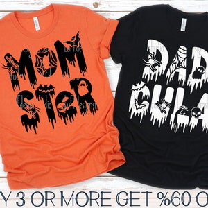 Maman et papa SVG, Halloween papa et maman SVG, effrayant SVG, chemise parents Svg, Png, fichiers Svg pour Cricut, téléchargements de dessins par sublimation