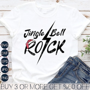 Jingle Bell Rock SVG, divertida camiseta navideña para adultos SVG, guitarra SVG, rock and roll Png, archivos Svg para Cricut, descargas de diseños de sublimación