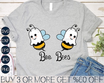 Boo Bees SVG, Kids Halloween SVG, Boo SVG, Ghost Svg, Funny, Sarcastic, Shirt, Png, Dxf, Svg Files for Cricut, Sublimation Designs Downloads