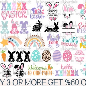 Ostern SVG-Bundle, Hase SVG, lustige Ostern PNG, Frühling zwart, Frohe Ostern Espng, Eier, Korb, Dateien für Cricut, Sublimation Designs Downloads