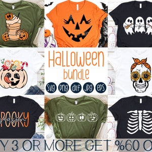 Halloween SVG Bundle, Pumpkin Face SVG, Funny Halloween Shirt Svg, Ghost Svg, Spooky Svg, Png File for Cricut, Sublimation Designs Downloads